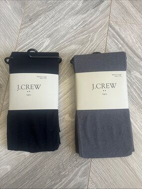 Set of 2 J. Crew Women’s Tights in herringbone Black and heathered Gray